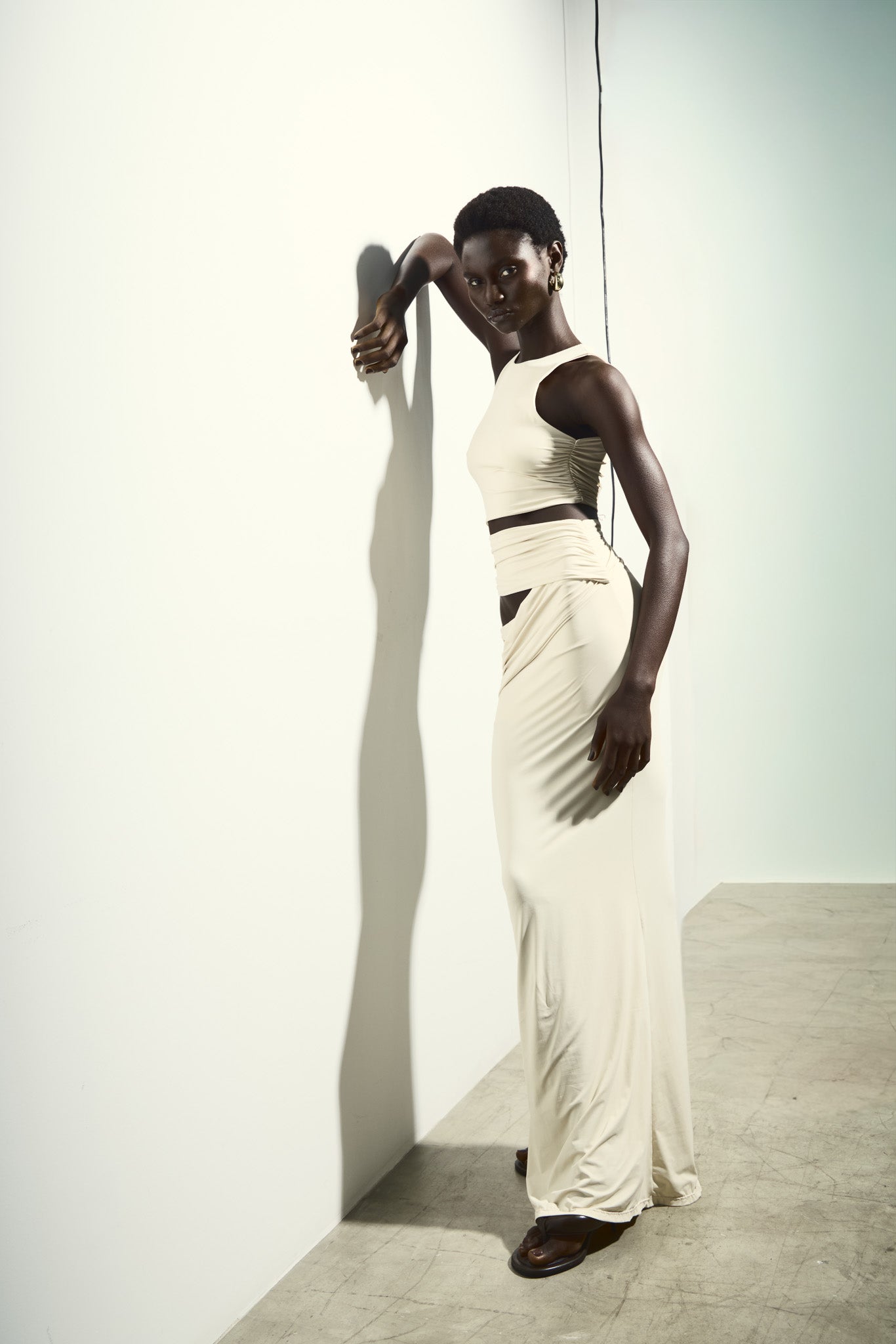 VESTIDO LONGO COM RECORTES OFF-WHITE