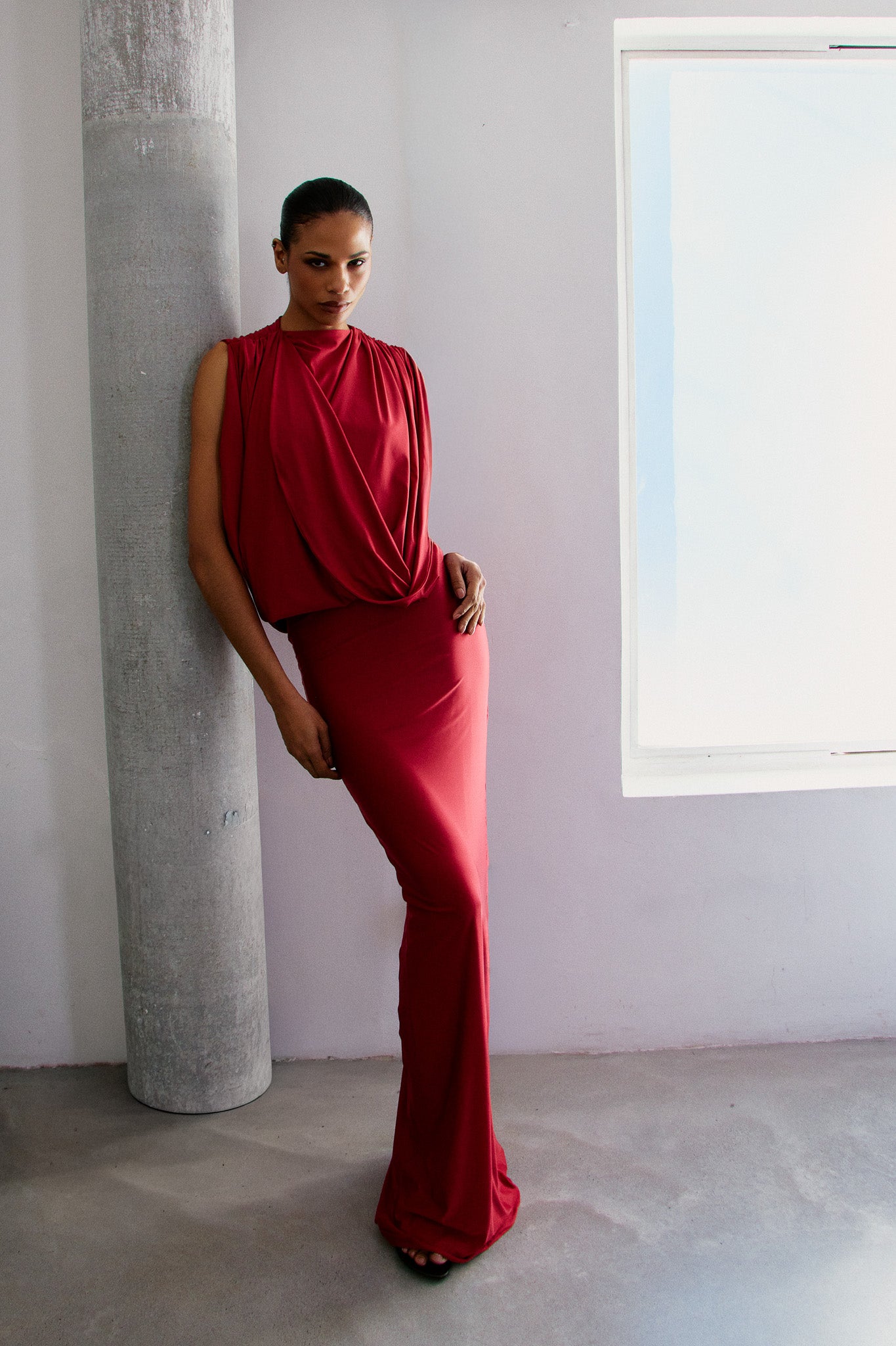 PRÉ-VENDA VESTIDO LONGO COM DRAPEADO-7
